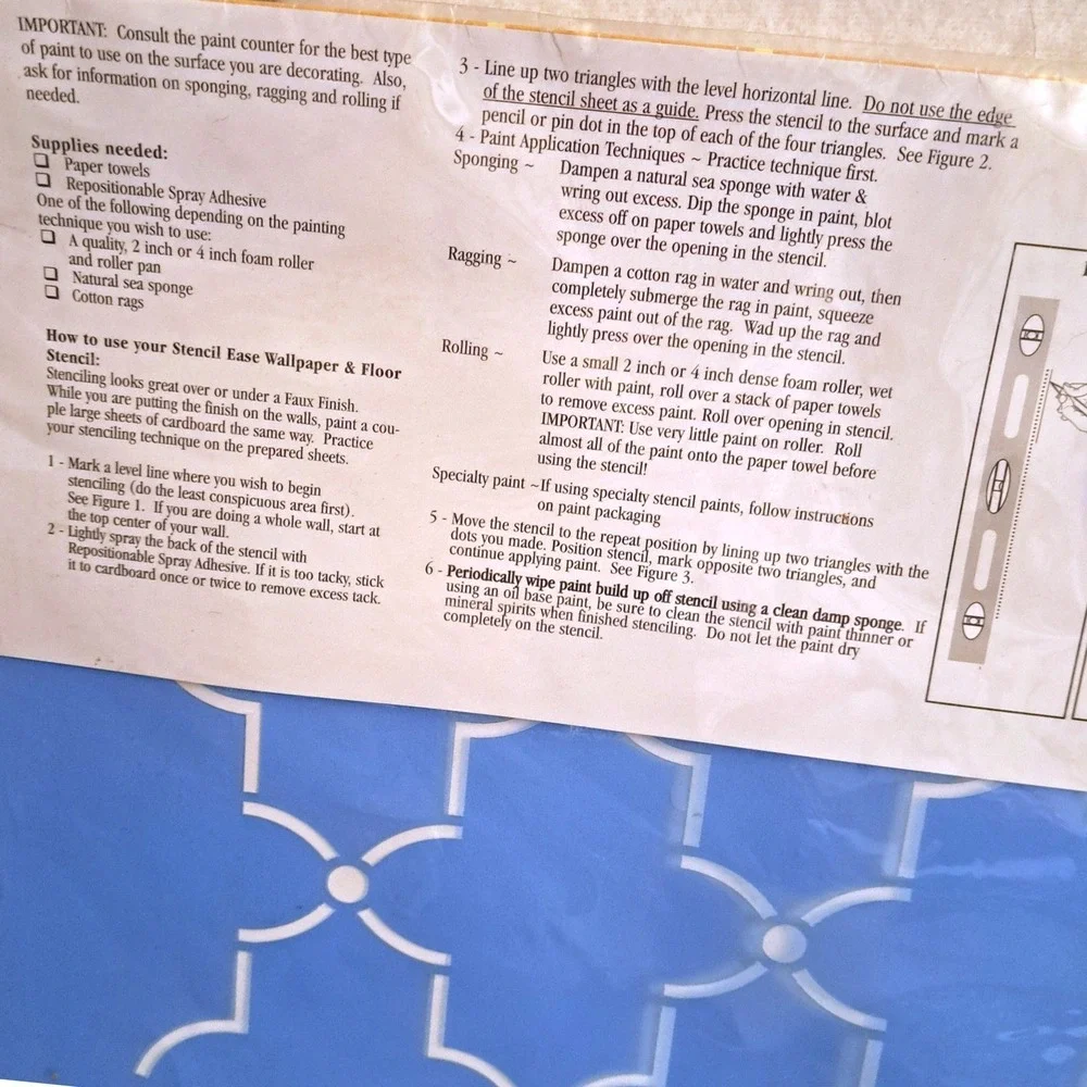 Stencil Ease Iron Lattice Wall‎ Floor Stencil 19.5in Reusable Geometric NEW